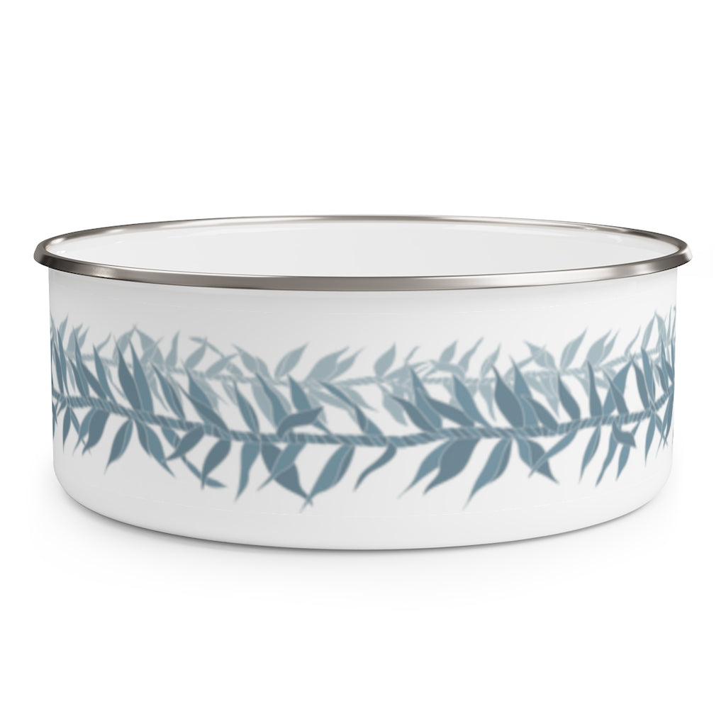 Enamel Bowl- Ti Leaf Lei (Steel Blue)