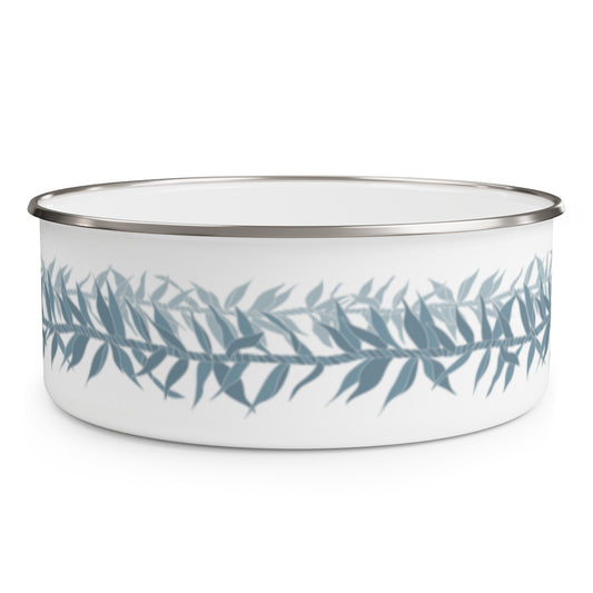 Enamel Bowl- Ti Leaf Lei (Steel Blue)