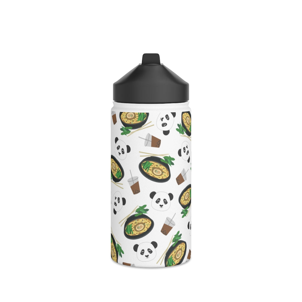 Water Bottle, 3 sizes, Stainless Steel with Sip Straw- MIDI the Ramen Panda
