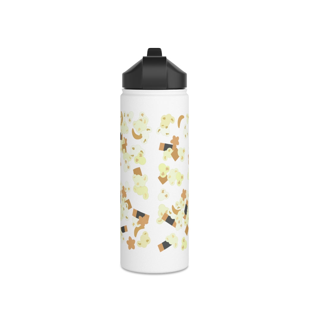 Water Bottle, 3 sizes, Stainless Steel with Sip Straw- Hurricane Popcorn