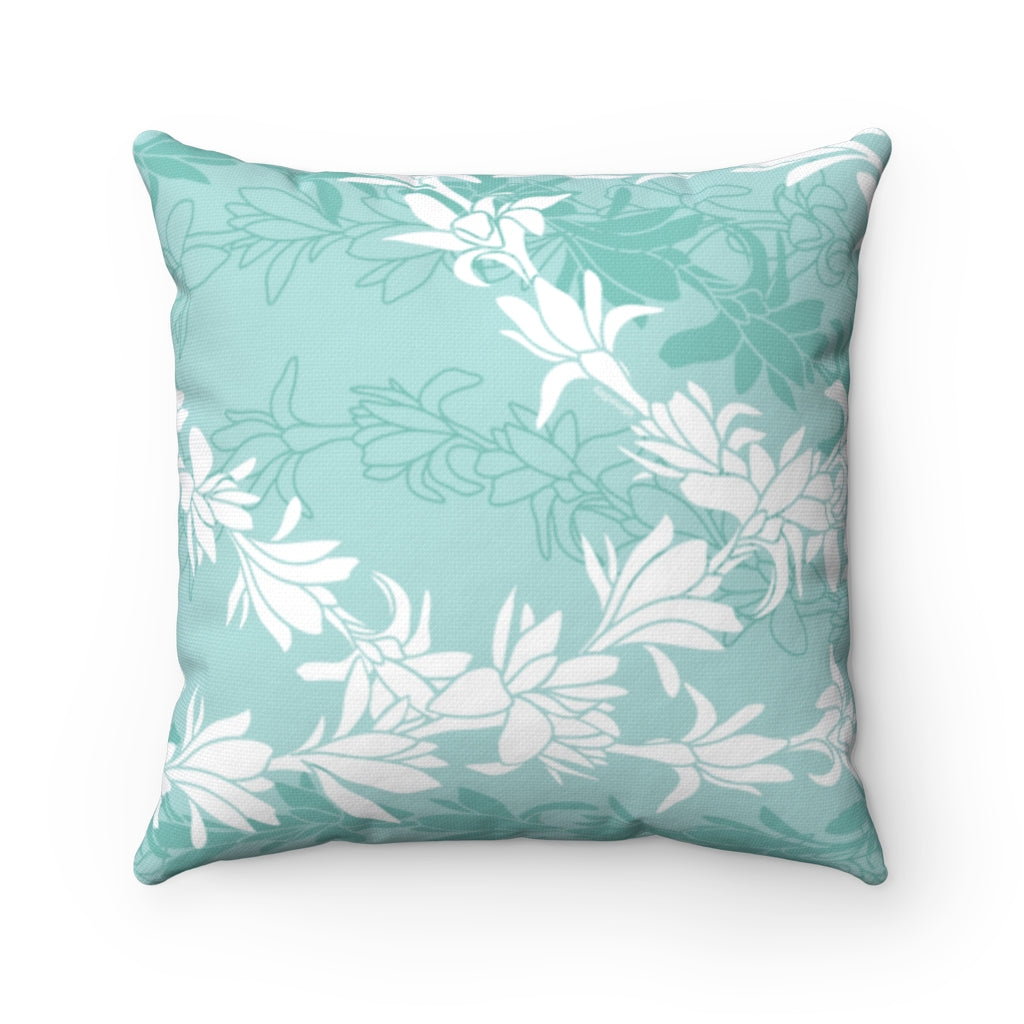 Canvas Throw Pillow Case- Tuberoses for Nohea (Seafoam)