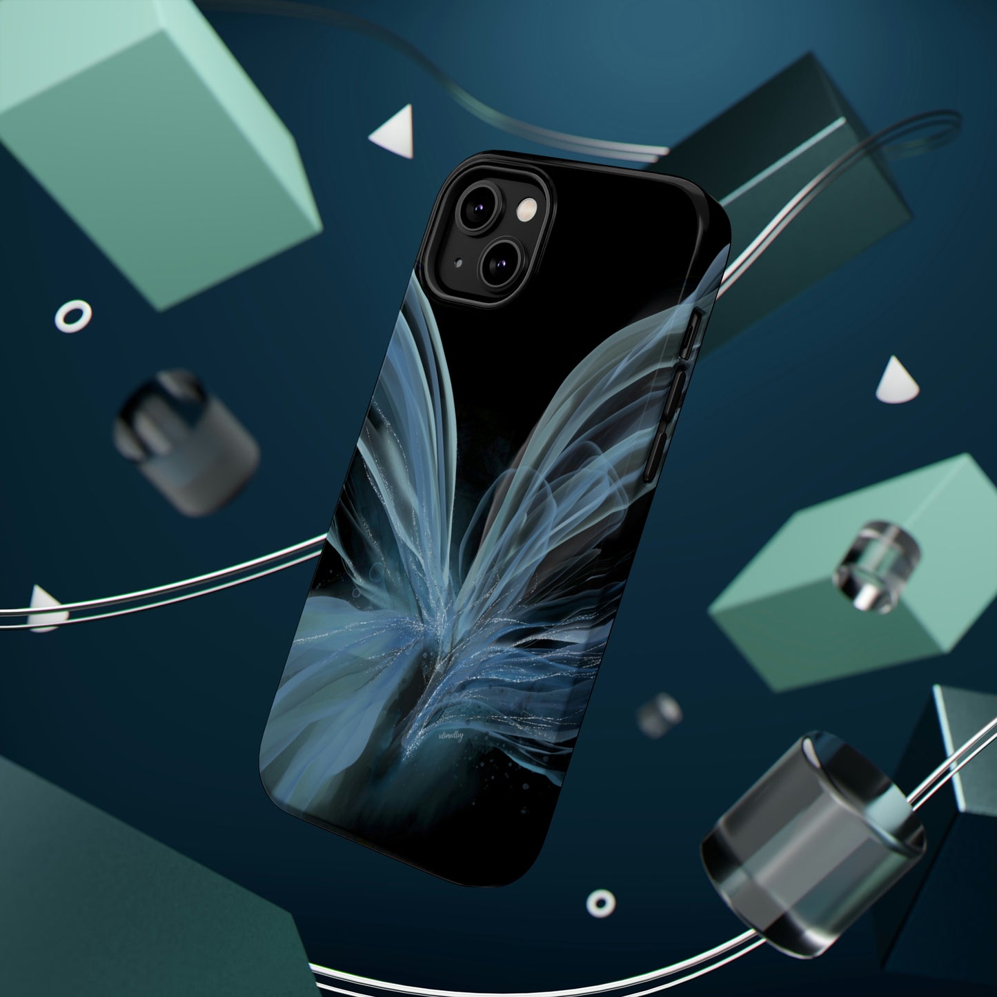 Blue Butterfly Alcohol Ink Art (Black), MagSafe
