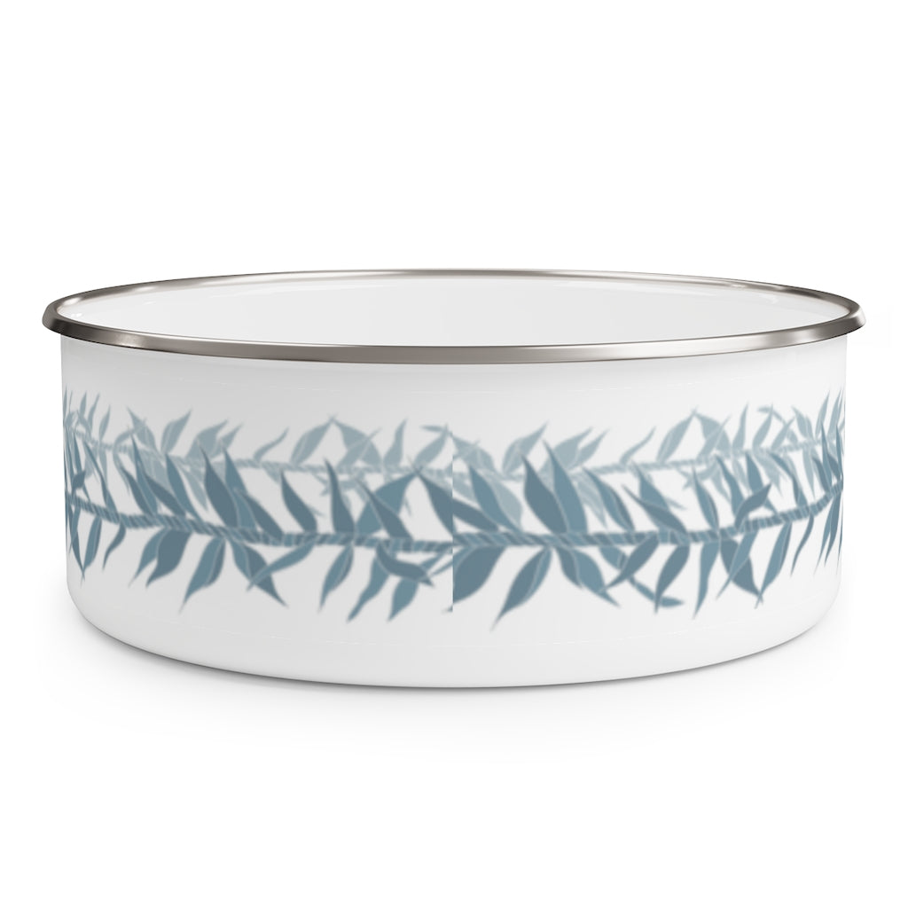 Enamel Bowl- Ti Leaf Lei (Steel Blue)