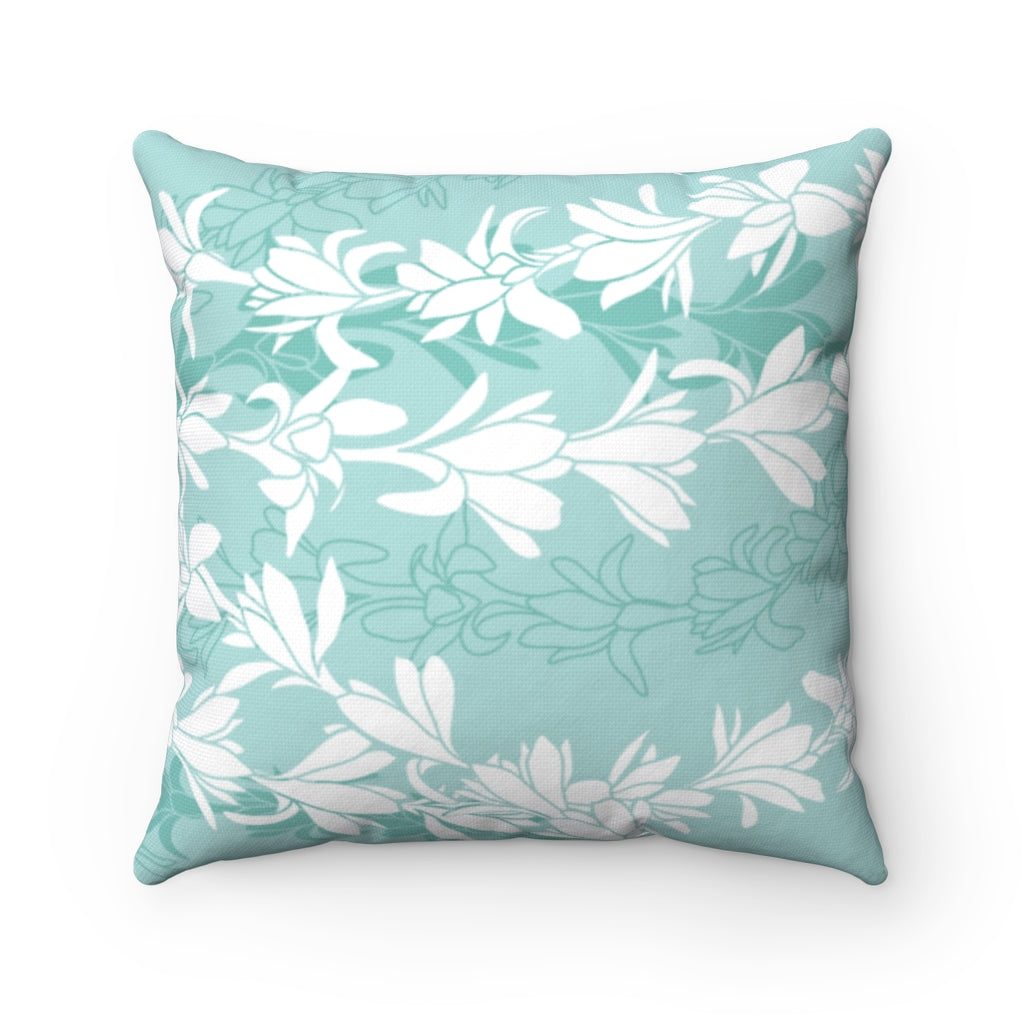 Canvas Throw Pillow Case- Tuberoses for Nohea (Seafoam)