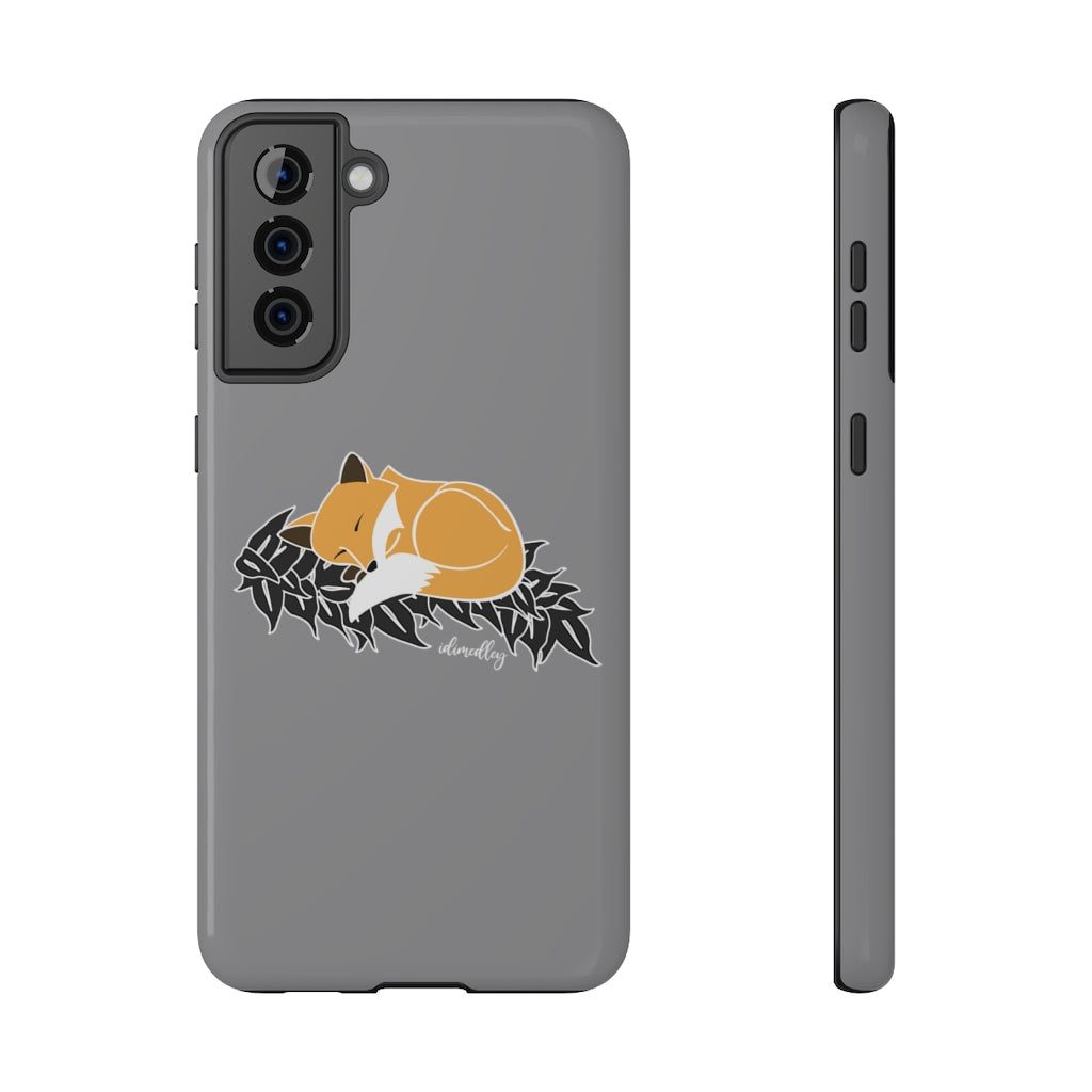 Snuggles the Sleeping Fox on Maile Leaves (Gray)