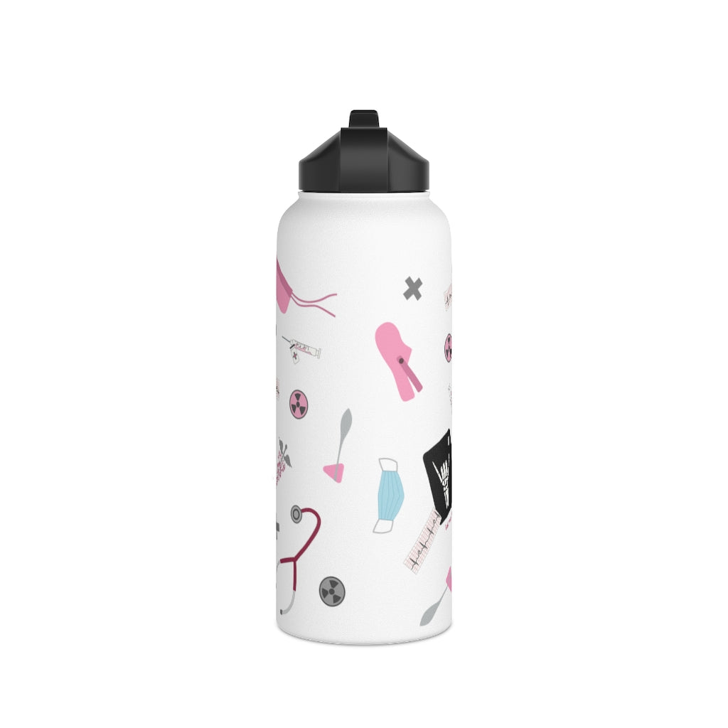 Water Bottle, 3 sizes, Stainless Steel with Sip Straw- Women in Medicine