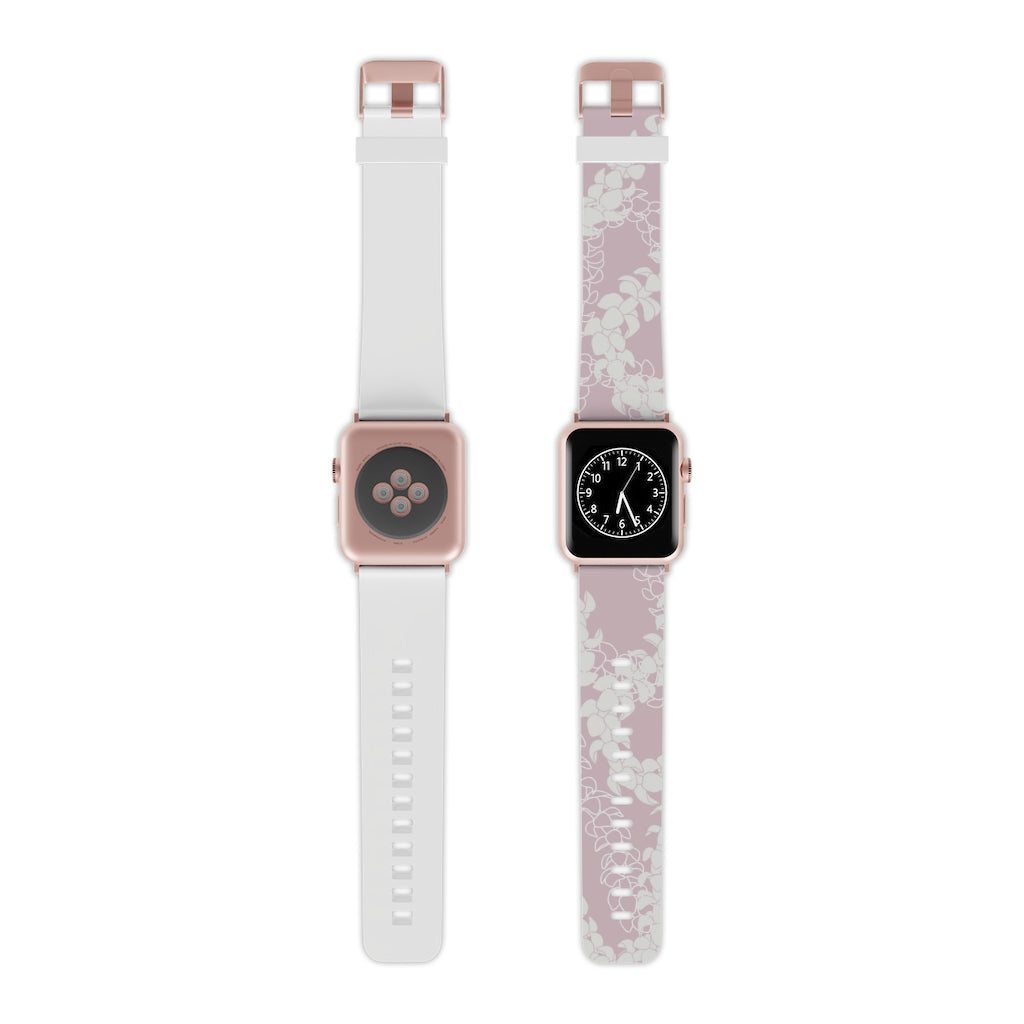 Watch Band for Apple Watch- Puakenikeni Curvilinear Lei (Rosey Pink)