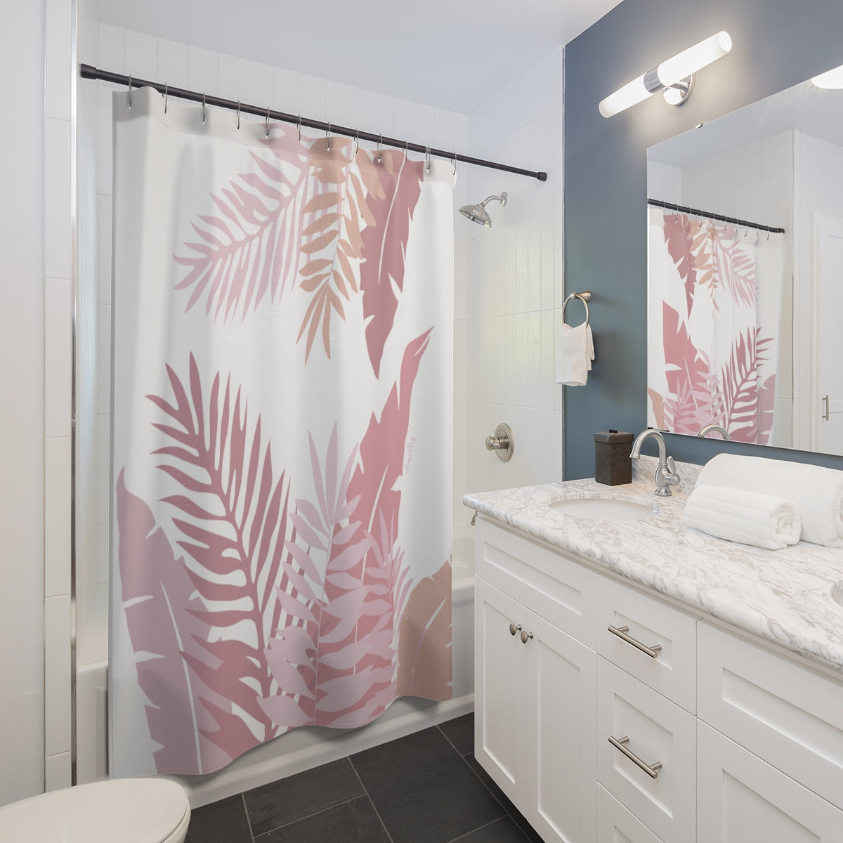 Shower Curtain- Whispering Leaves (Pink)