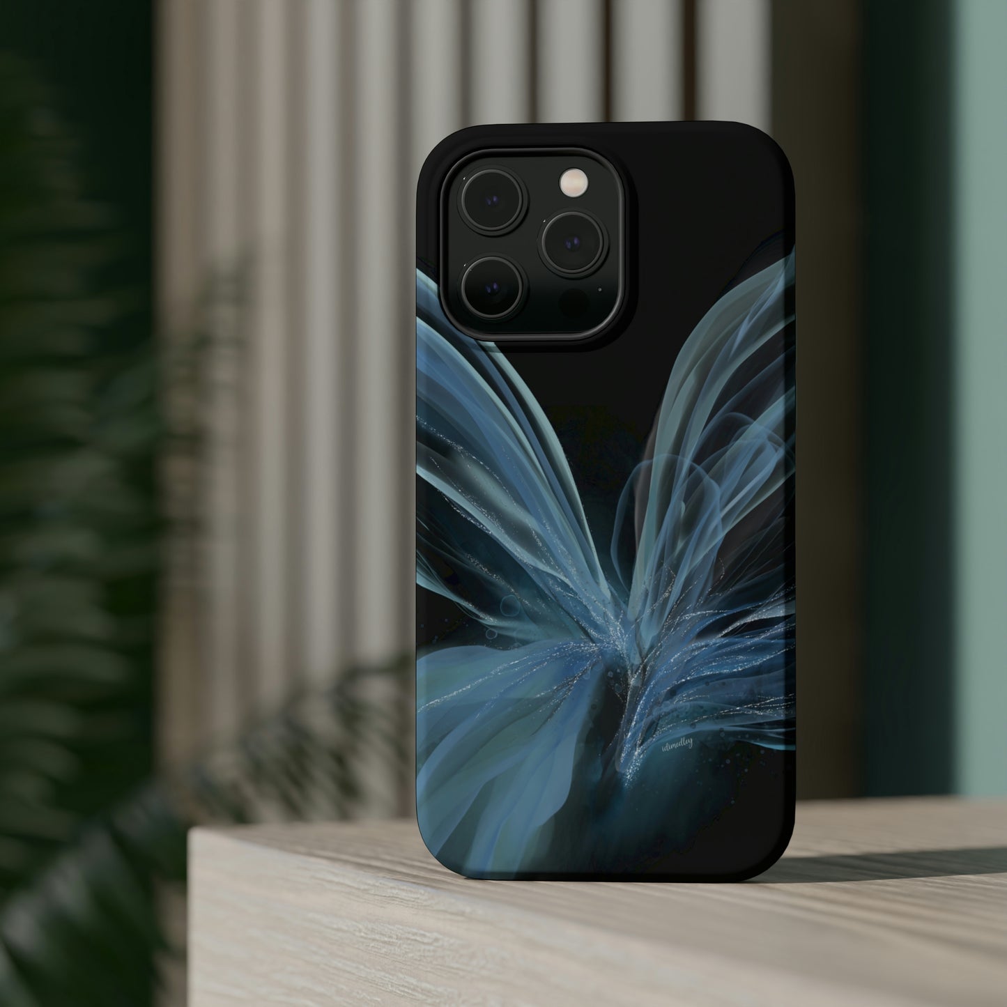 Blue Butterfly Alcohol Ink Art (Black), MagSafe