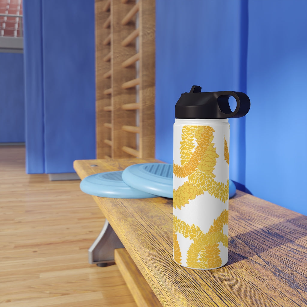 Water Bottle, 3 sizes, Stainless Steel with Sip Straw- Ilima Lei