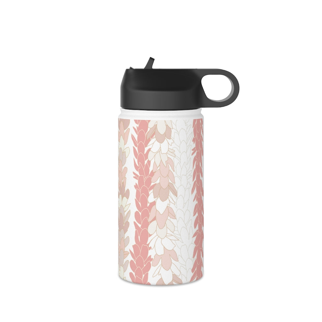 Water Bottle, 3 sizes, Stainless Steel with Sip Straw- Pakalana Stringing Peach