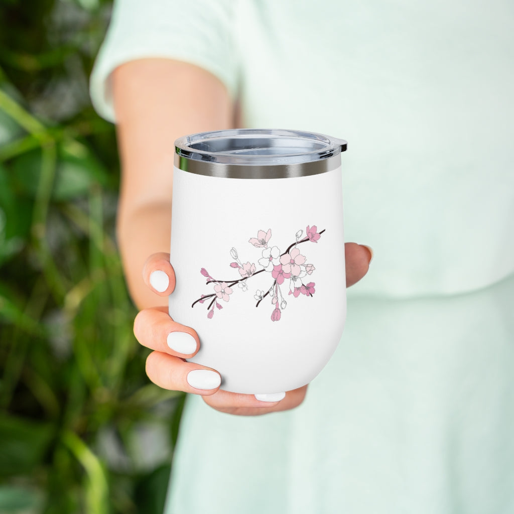 Wine Tumbler-Sakura Blooms (White Clouds)
