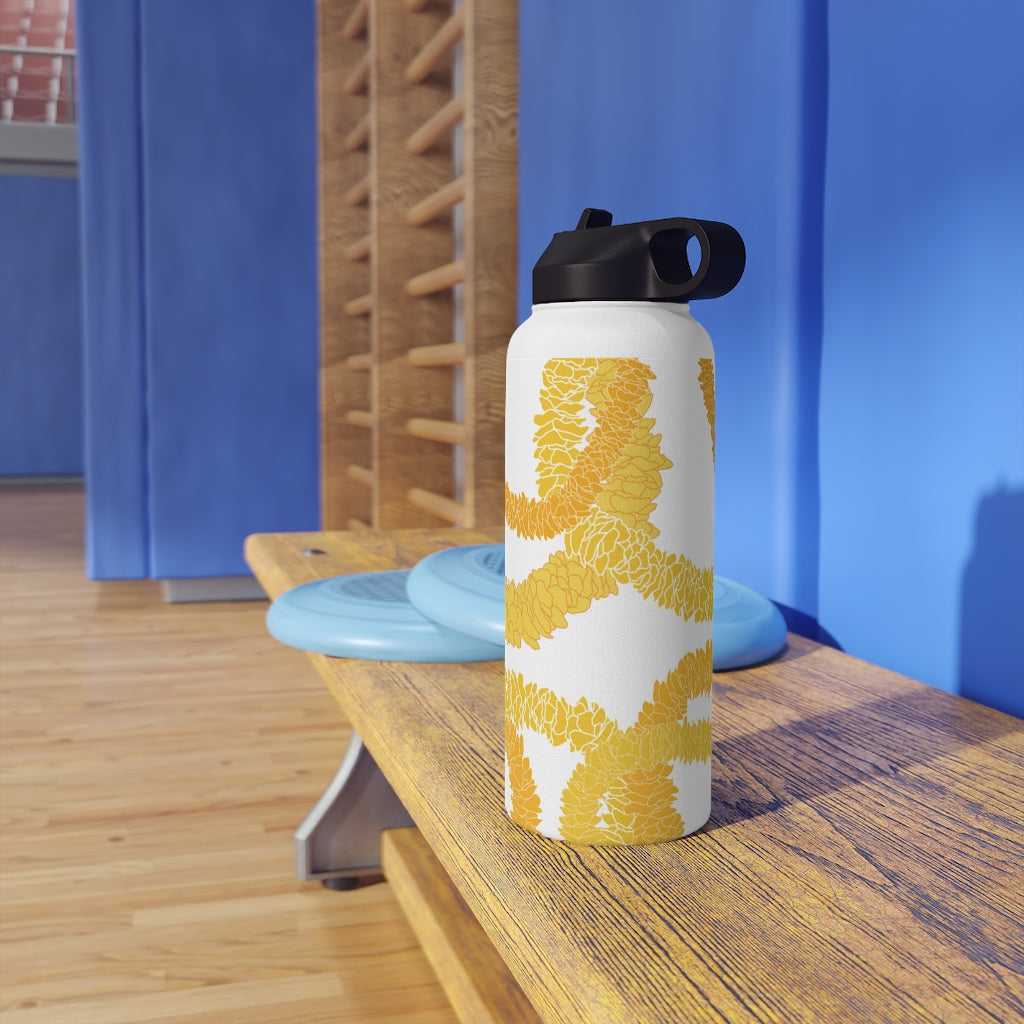 Water Bottle, 3 sizes, Stainless Steel with Sip Straw- Ilima Lei