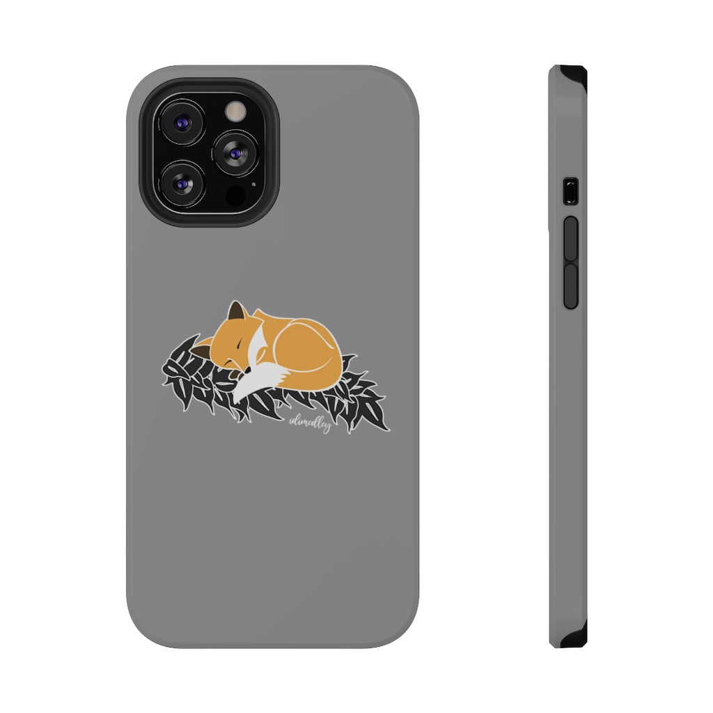 Snuggles the Sleeping Fox on Maile Leaves (Gray)