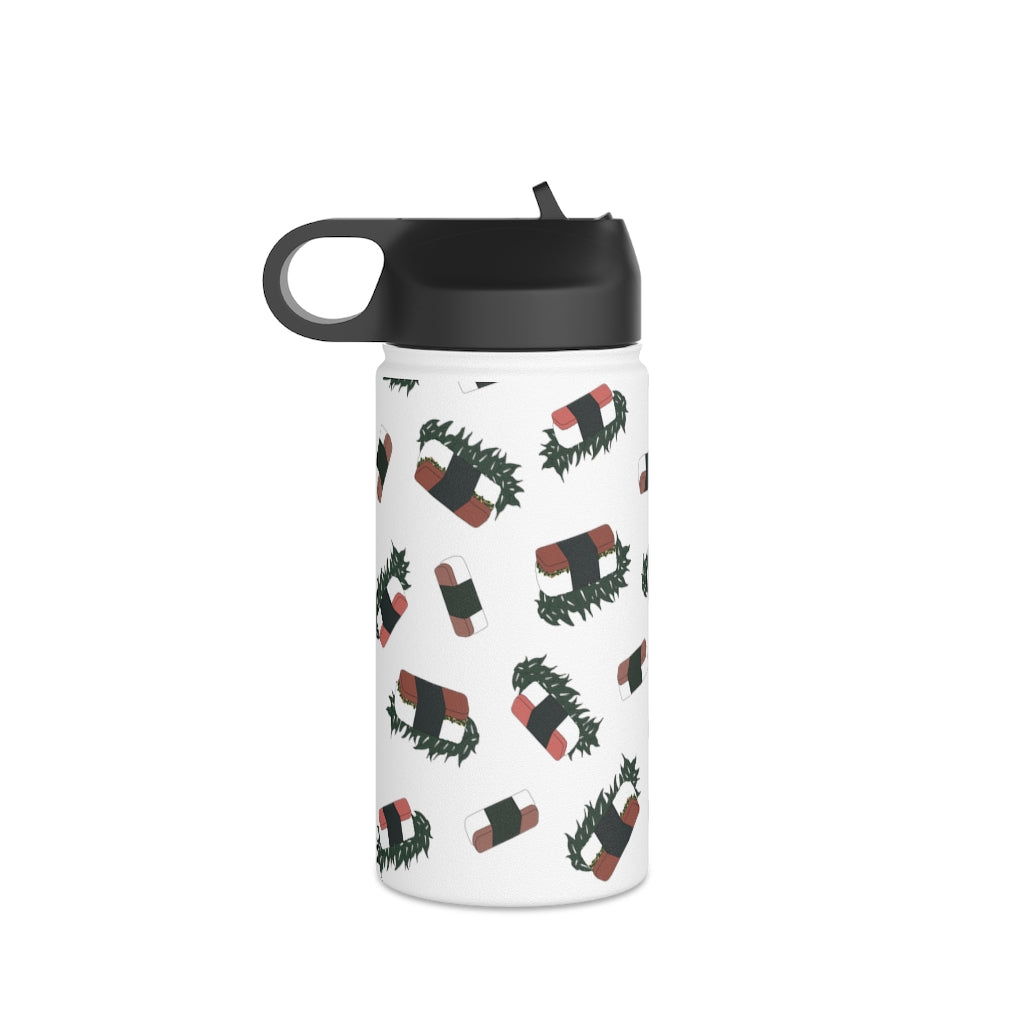Water Bottle, 3 sizes, Stainless Steel with Sip Straw- Hawaii Musubi