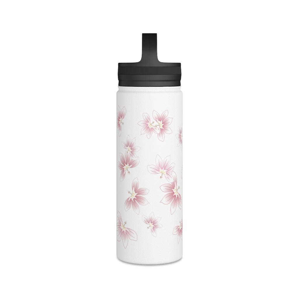Water Bottle, 3 sizes, Stainless Steel with Handle Lid- Beach Naupaka