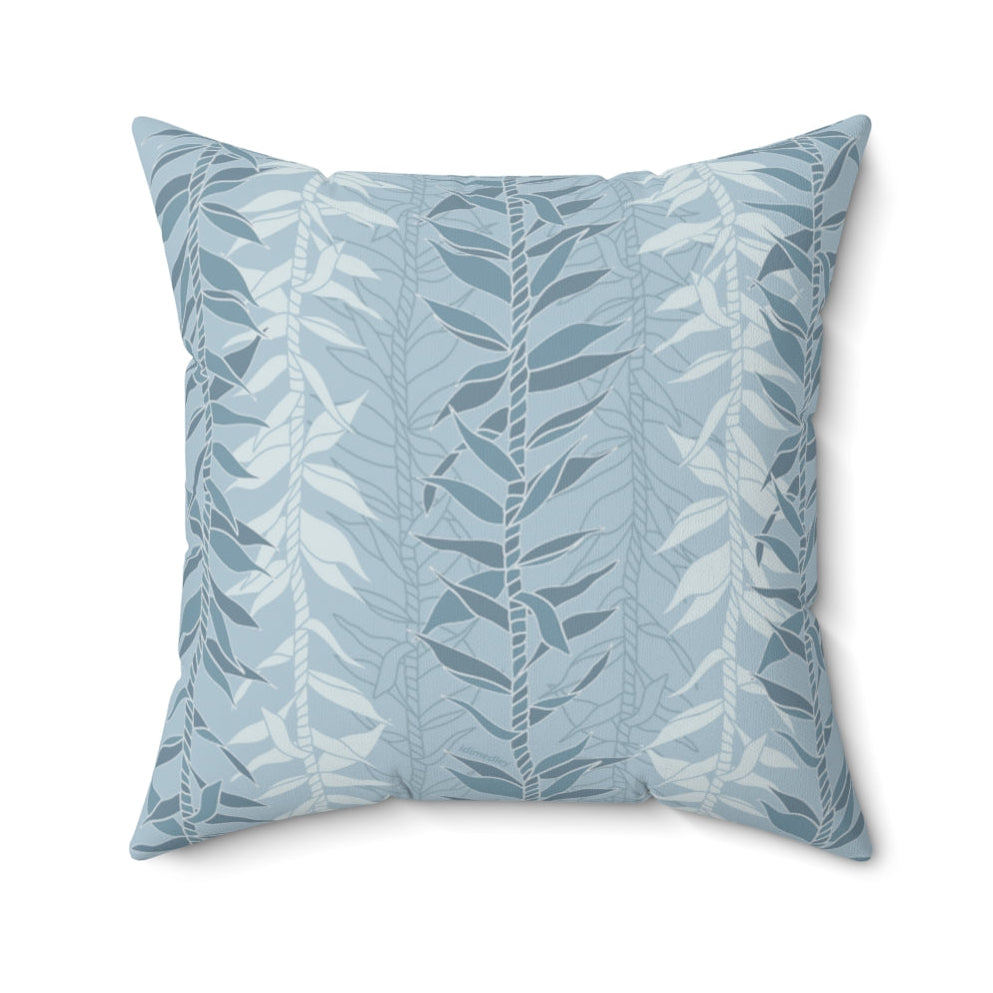 Canvas Throw Pillow Case- Ti Leaf Lucky Leis (Steel Blue)