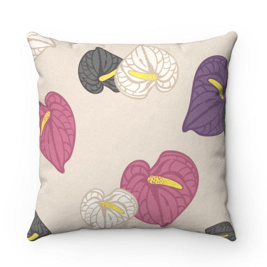 MicroSuede Throw Pillow Cover- Anthuriums Abound Beach Sunset