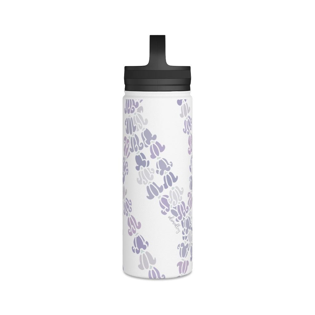 Water Bottle, 3 sizes, Stainless Steel with Handle Lid- Crown Flower Melodies, Crown Flower Lei