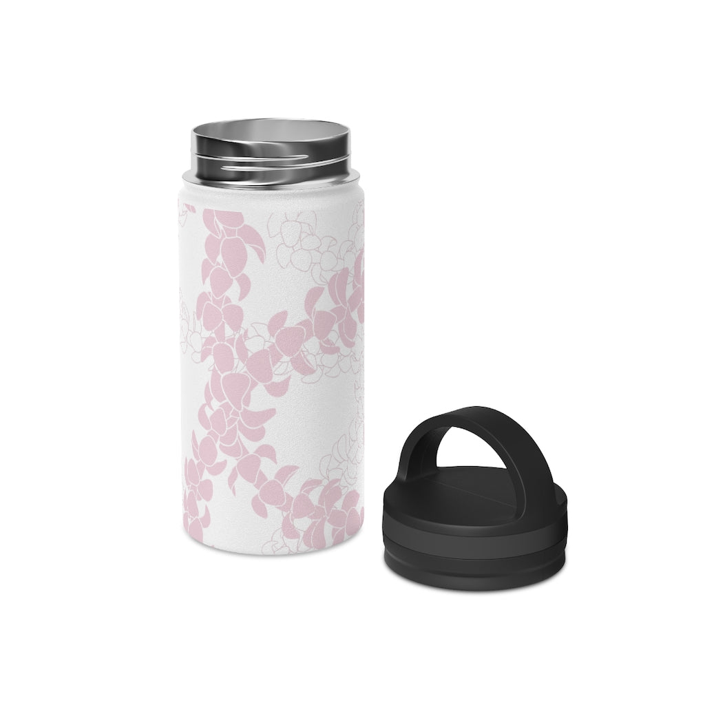 Water Bottle with Handle- Puakenikeni Curvilinear Lei (Soft Pink)
