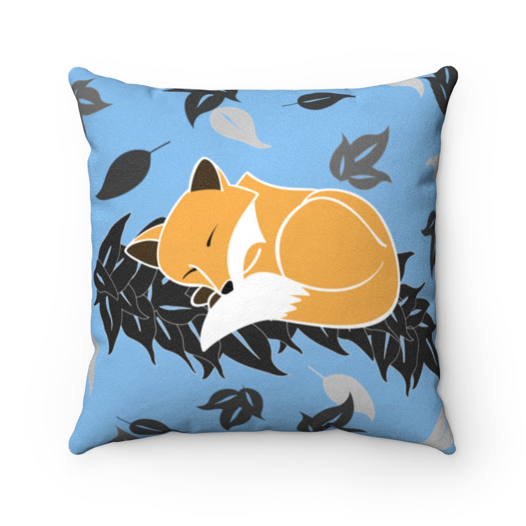 MicroSuede Throw Pillow Cover- Snuggles the Fox on Maile (Blue Skies)