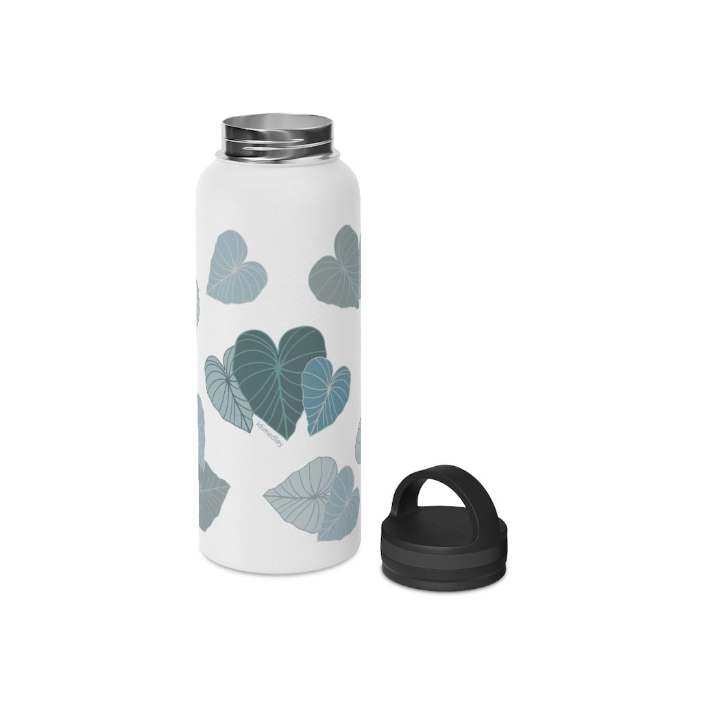 Water Bottle, 3 sizes, Stainless Steel with Handle Lid- Kalo Blue Flurries