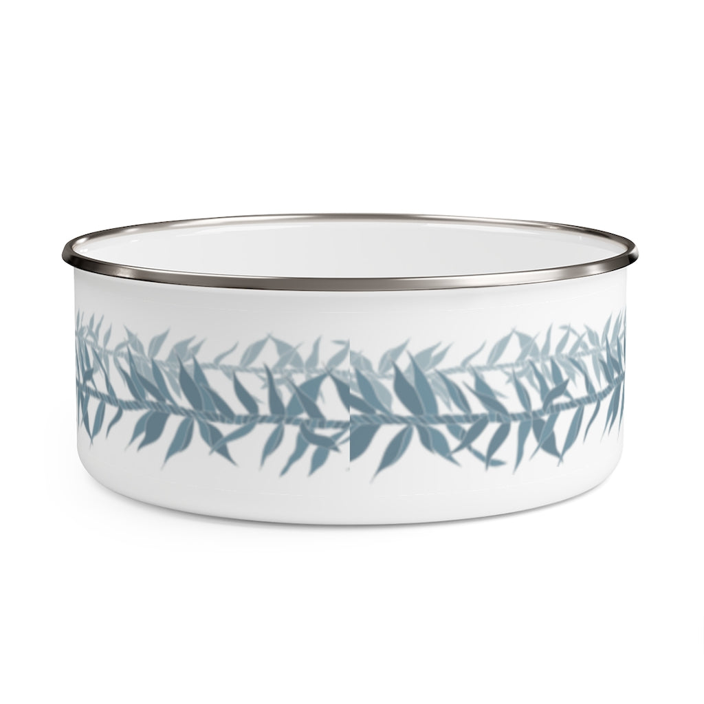 Enamel Bowl- Ti Leaf Lei (Steel Blue)