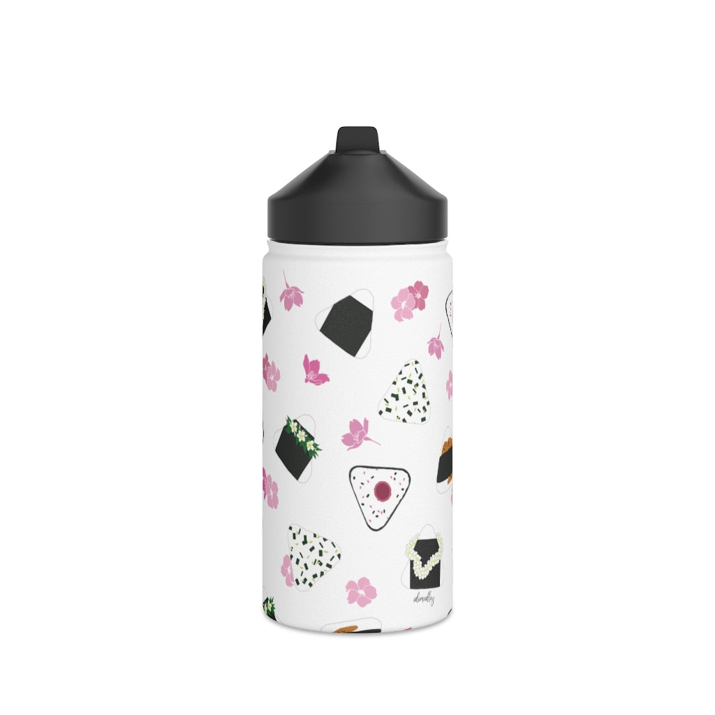 Water Bottle, 3 sizes, Stainless Steel with Sip Straw- Musubi Medley