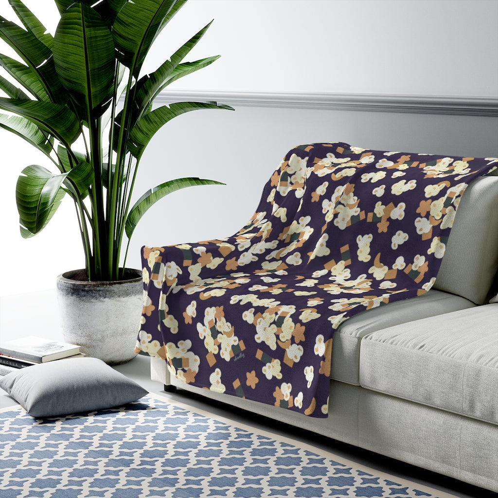 Velveteen Blanket- Hurricane Popcorn (Purple)