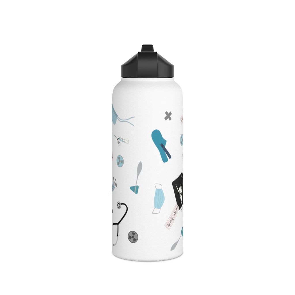 Water Bottle, 3 sizes, Stainless Steel with Sip Straw- Medical Man