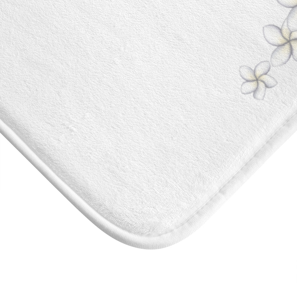 Bath Mat- Plumeria Corner (White)