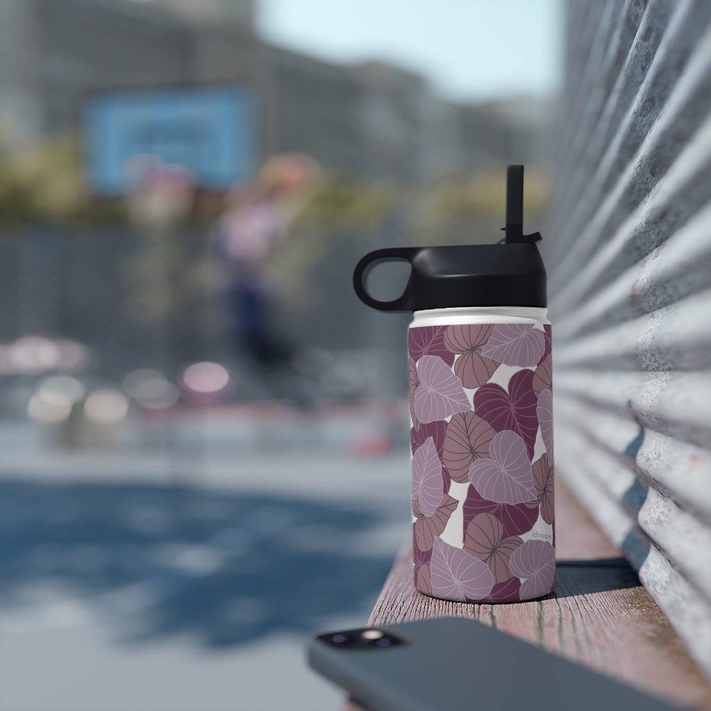 Water Bottle, 3 sizes, Stainless Steel with Sip Straw- Kalo Pinks