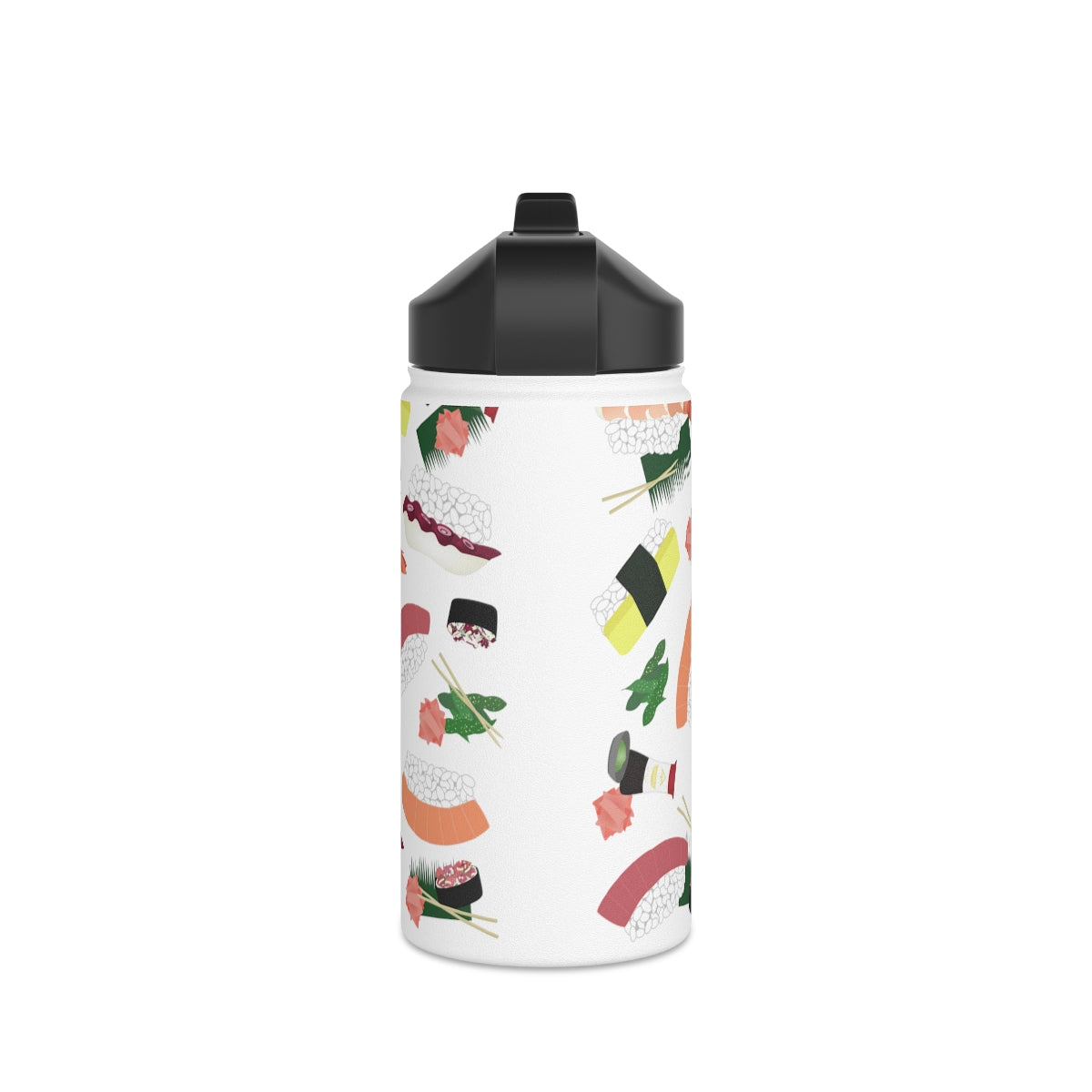 Water Bottle, 3 sizes, Stainless Steel with Sip Straw- Sushi Lovers