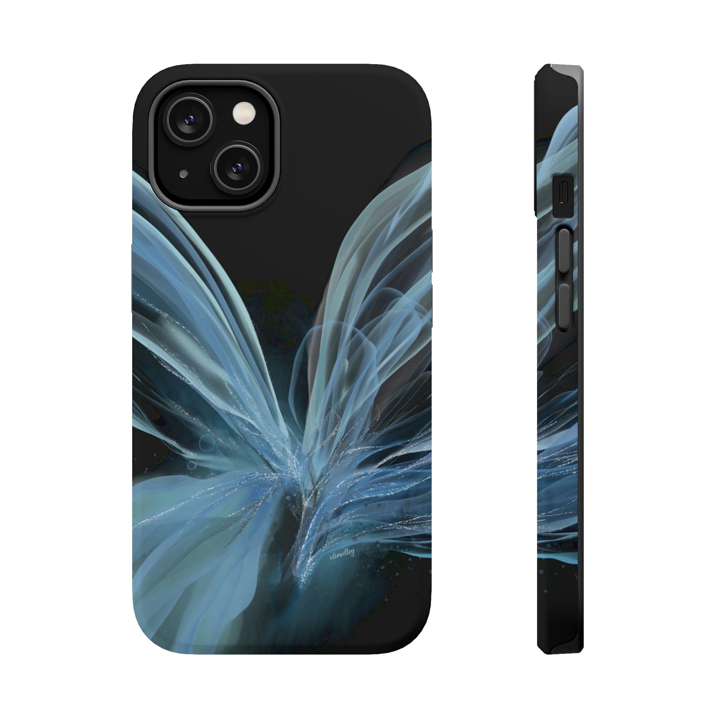 Blue Butterfly Alcohol Ink Art (Black), MagSafe