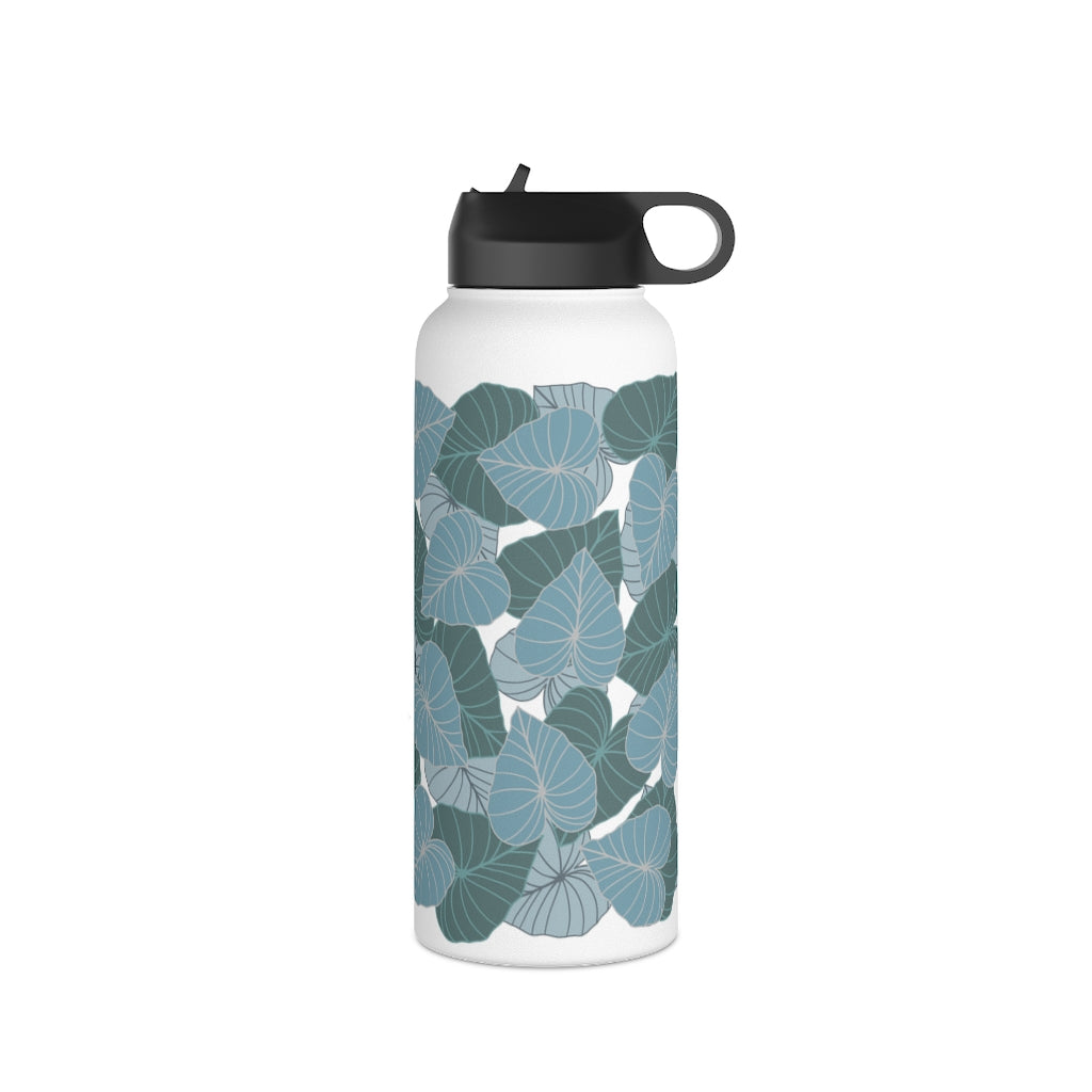 Water Bottle, 3 sizes, Stainless Steel with Sip Straw- Kalo Blues