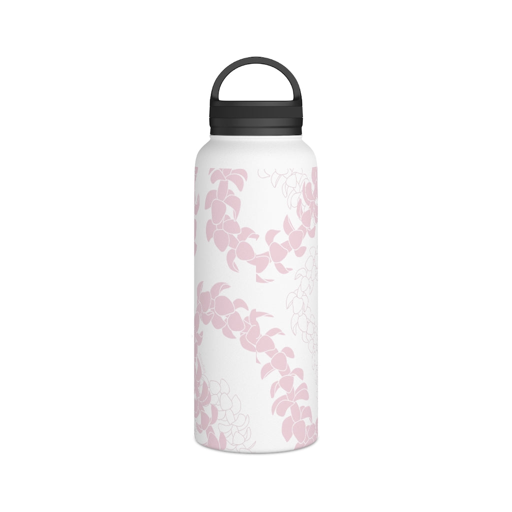 Water Bottle with Handle- Puakenikeni Curvilinear Lei (Soft Pink)