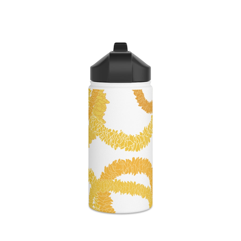 Water Bottle, 3 sizes, Stainless Steel with Sip Straw- Ilima Lei