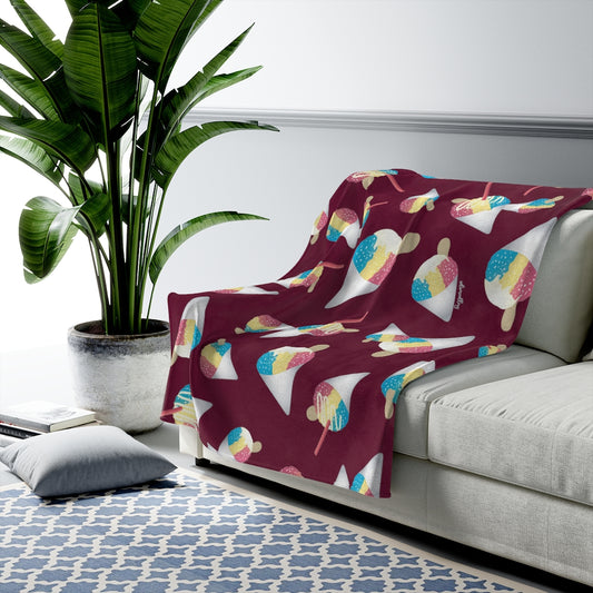Velveteen Blanket- Rainbow Shave Ice/ Snow Cones (Dark Magenta)