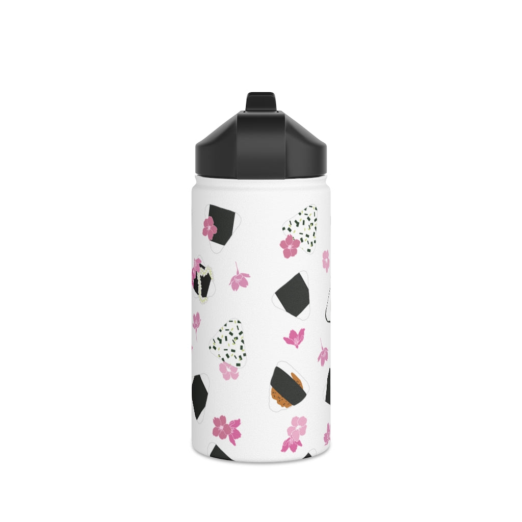 Water Bottle, 3 sizes, Stainless Steel with Sip Straw- Musubi Medley