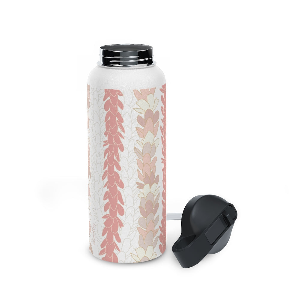 Water Bottle, 3 sizes, Stainless Steel with Sip Straw- Pakalana Stringing Peach