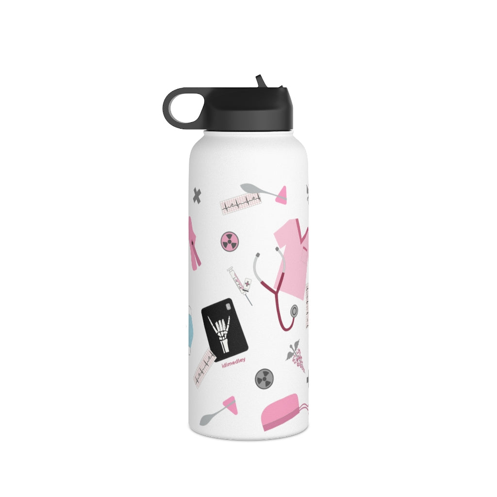 Water Bottle, 3 sizes, Stainless Steel with Sip Straw- Women in Medicine