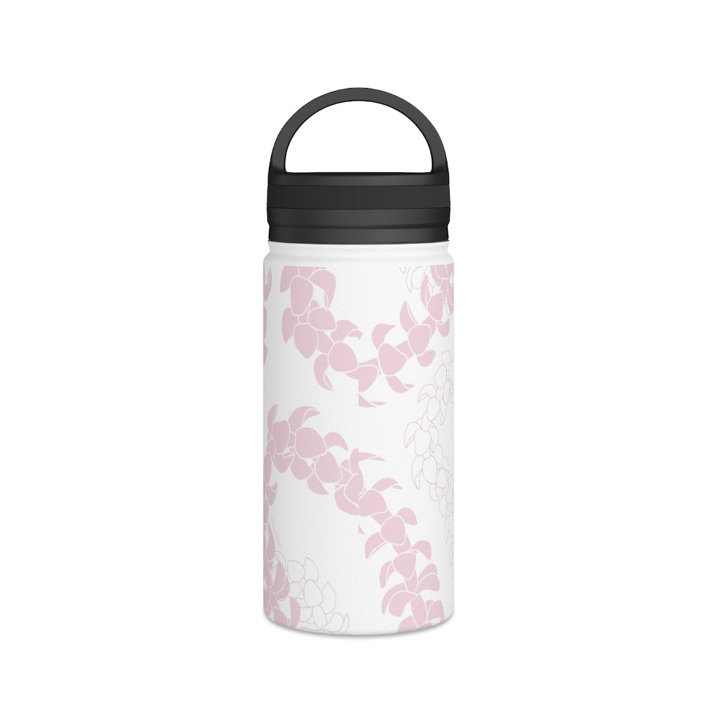 Water Bottle with Handle- Puakenikeni Curvilinear Lei (Soft Pink)