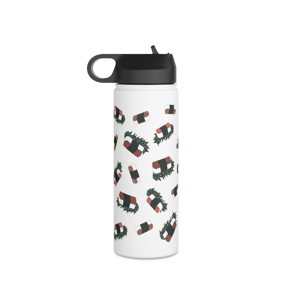 Water Bottle, 3 sizes, Stainless Steel with Sip Straw- Hawaii Musubi