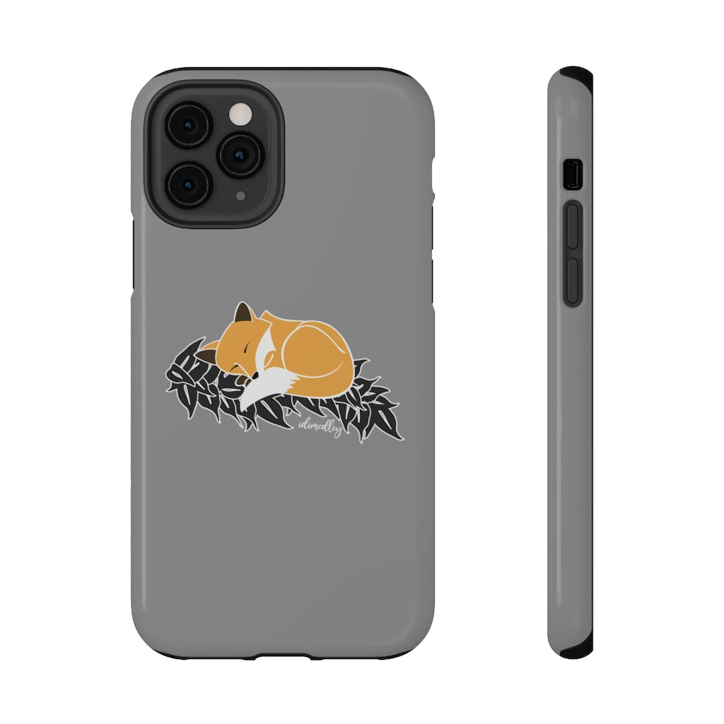 Snuggles the Sleeping Fox on Maile Leaves (Gray)
