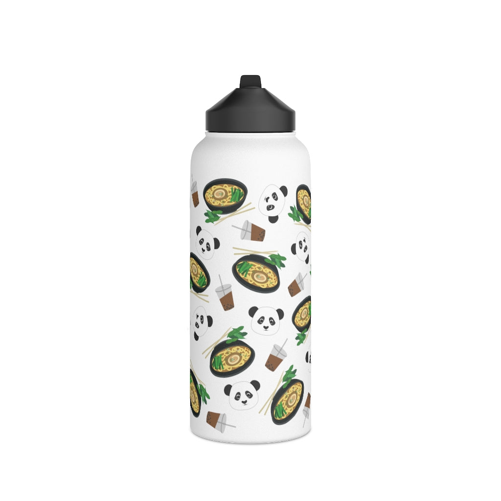 Water Bottle, 3 sizes, Stainless Steel with Sip Straw- MIDI the Ramen Panda