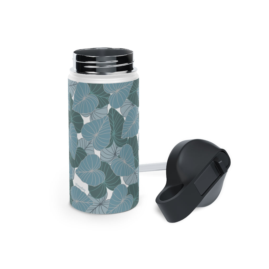Water Bottle, 3 sizes, Stainless Steel with Sip Straw- Kalo Blues