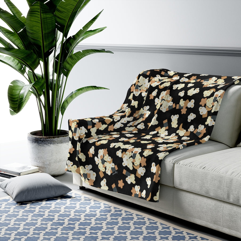 Velveteen Blanket- Hurricane Popcorn (Black)