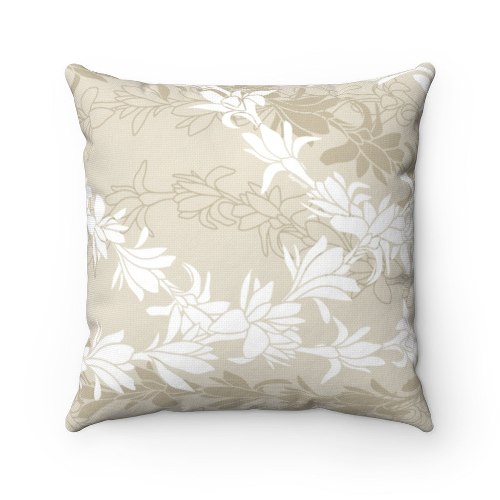 Canvas Throw Pillow Case- Tuberoses for Nohea (Sand)