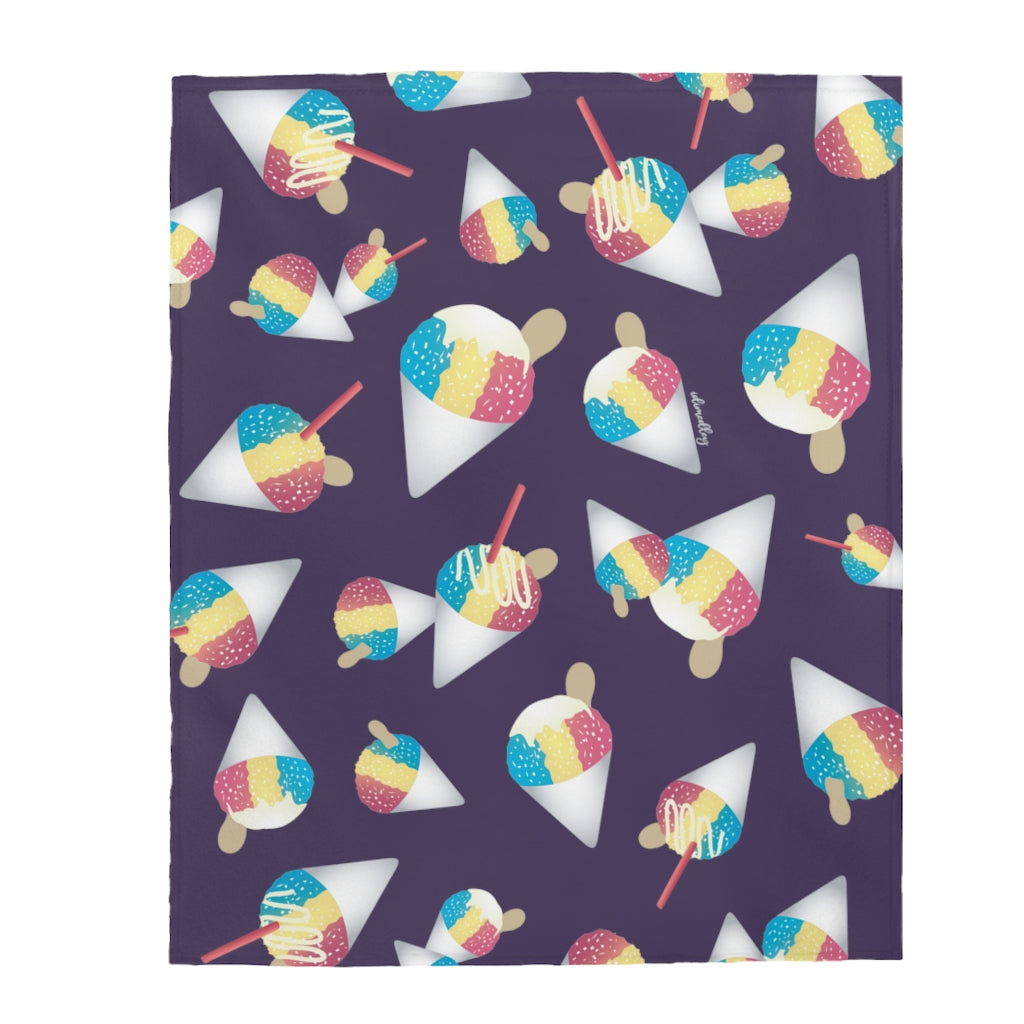 Velveteen Blanket- Rainbow Shave Ice/ Snow Cones (Purple)