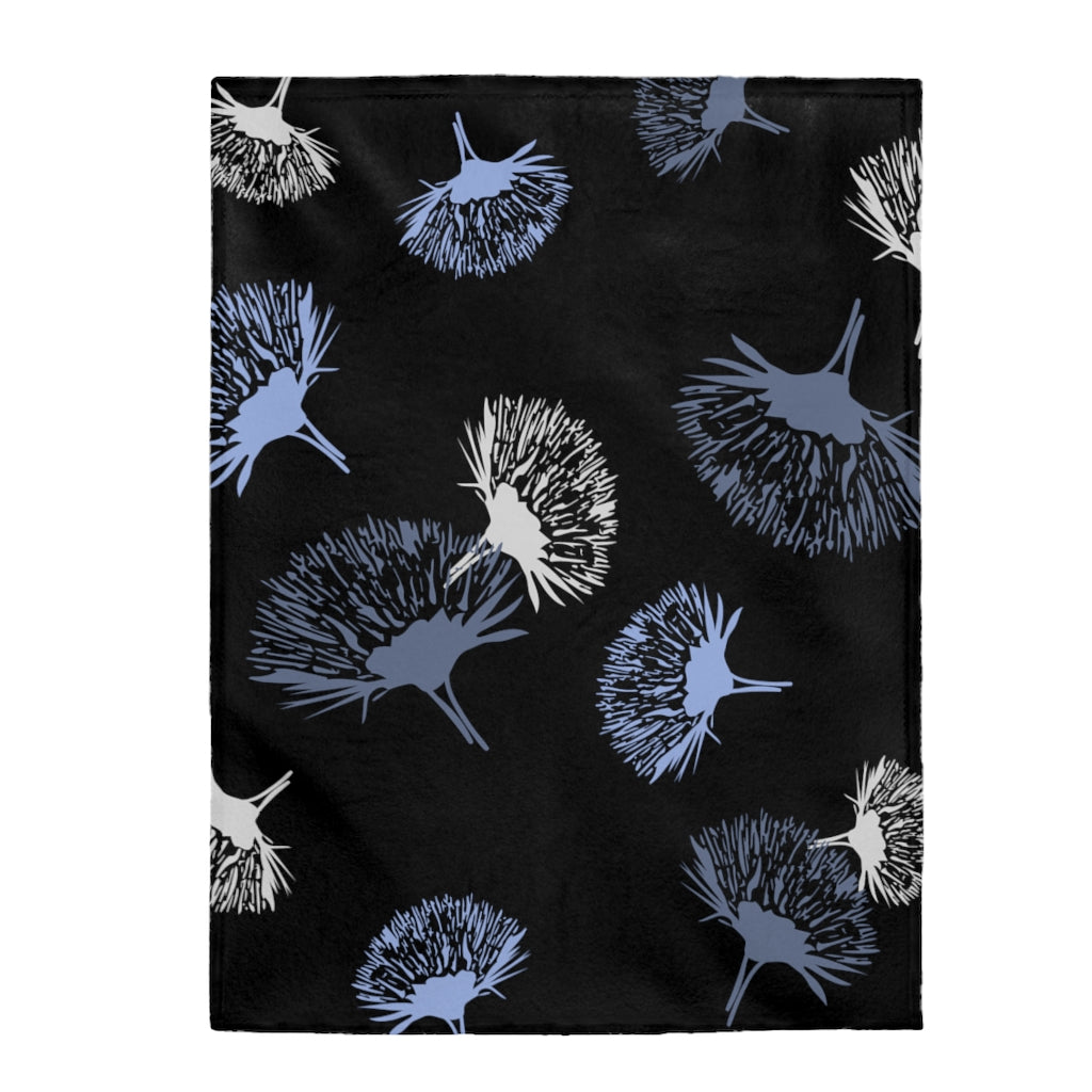 Velveteen Blanket- Ohia Lehua Periwinkle Twinkle (Night Skies)